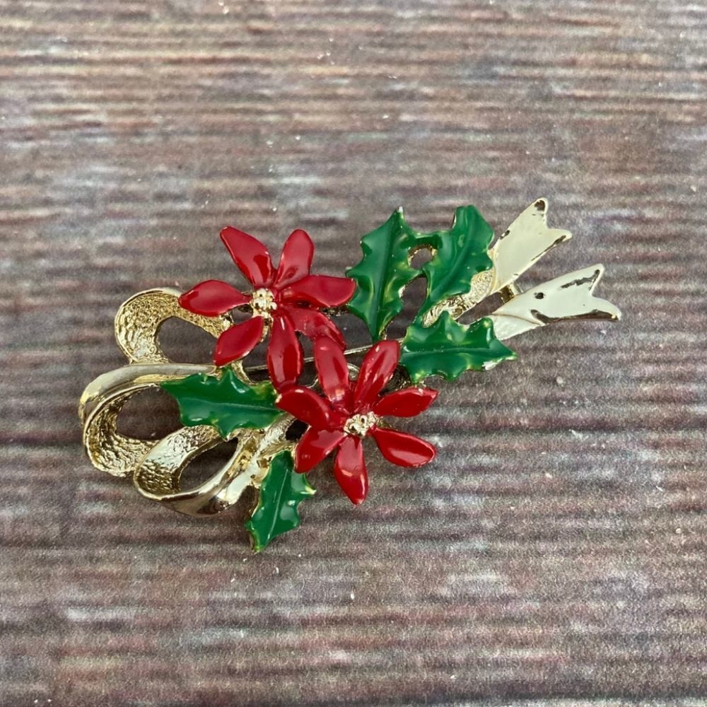 Vintage Gerry's Christmas Poinsettia Brooch